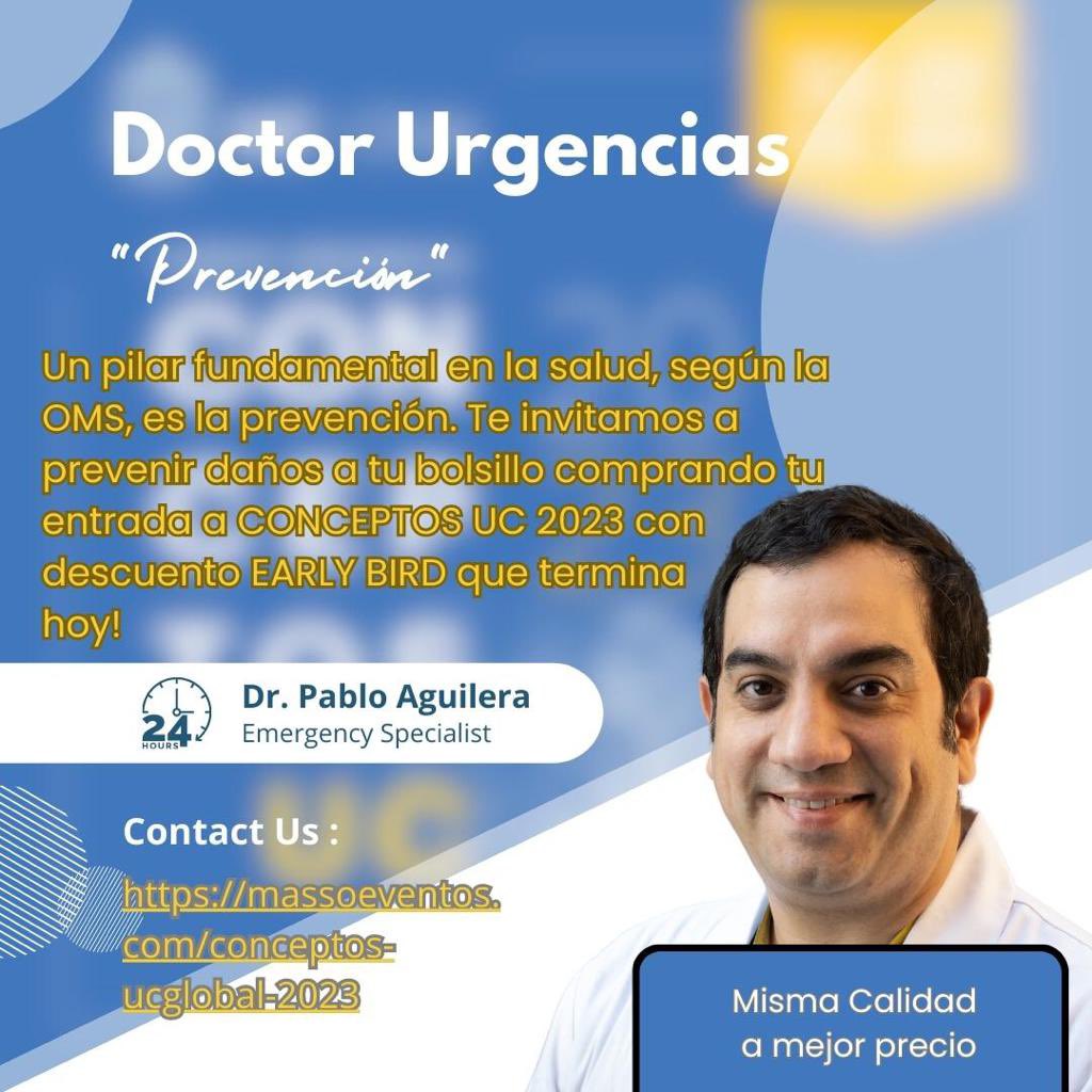 Previene!! Ahorra, aprovecha e inscríbete con dctos!! urgencia.uc.cl/tickets  #ConceptosUC el más grande curso de urgencia de Chile y Latinoamérica