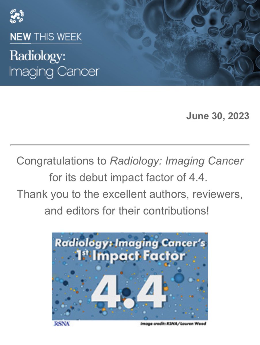 Excited to see our journal’s debut impact factor! ⁦@RSNA⁩ @radiologyIC ⁦@UCSFimaging⁩ congrats to all the contributors and staff 👏👏👏