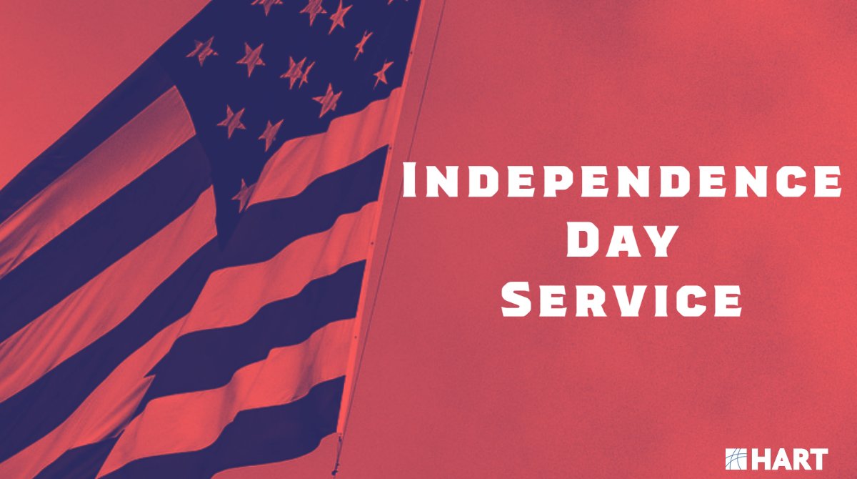 SERVICE ALERT: HART will operate on a Sunday schedule on Tuesday, July 4, 2023, in observance of #IndependenceDay. The #TECOLineStreetcar is operating from 7 AM - 11 p.m.

FLYER: gohart.org/.../ser.../HAR…