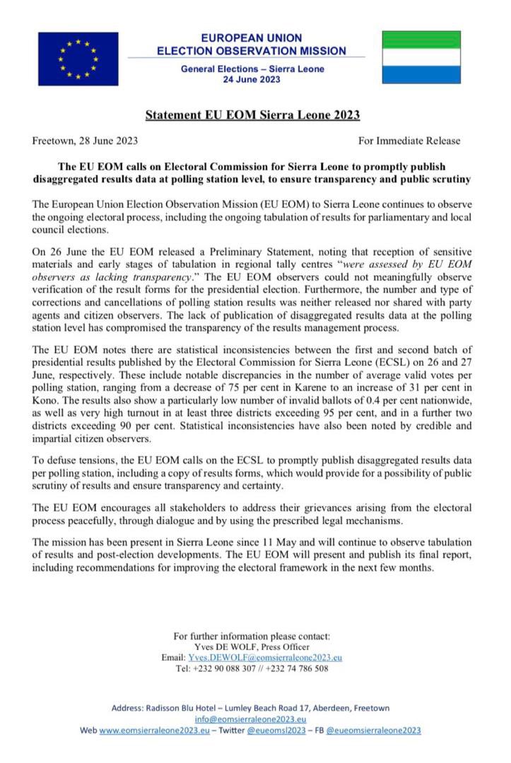 samurakamara201's tweet image. Democracy is participation and representation- the will of the people must be respected. The majority voice must be heard. 

We cannot accept fabricated figures. 

What is not in doubt, unlike the results announced by the Returning Officer Mr Mohamed K Konneh of ECSL is that -…