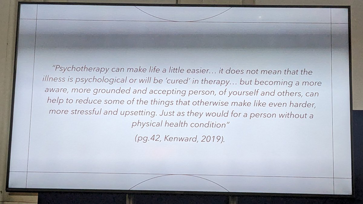 @Randall_JAC @kathersp @unfinalised @Juliet_Young1 @PsychInProgress @hemotionTweets @Clive_Turpin After lunch Gemma Evans took us through research and clinical experience in using #CognitiveAnalyticTherapy when working with physical health conditions #PhysCAT, ending with a quote from @LouiseKenward @ZebraPsych #CATground23