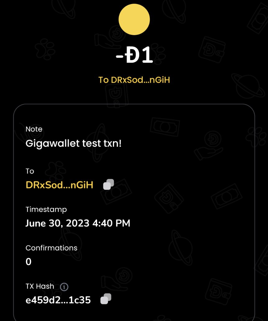 tjstebbing's tweet photo. @MyDogeOfficial A Gigawallet test transaction, getting close 😅 https://t.co/y51XwytftO