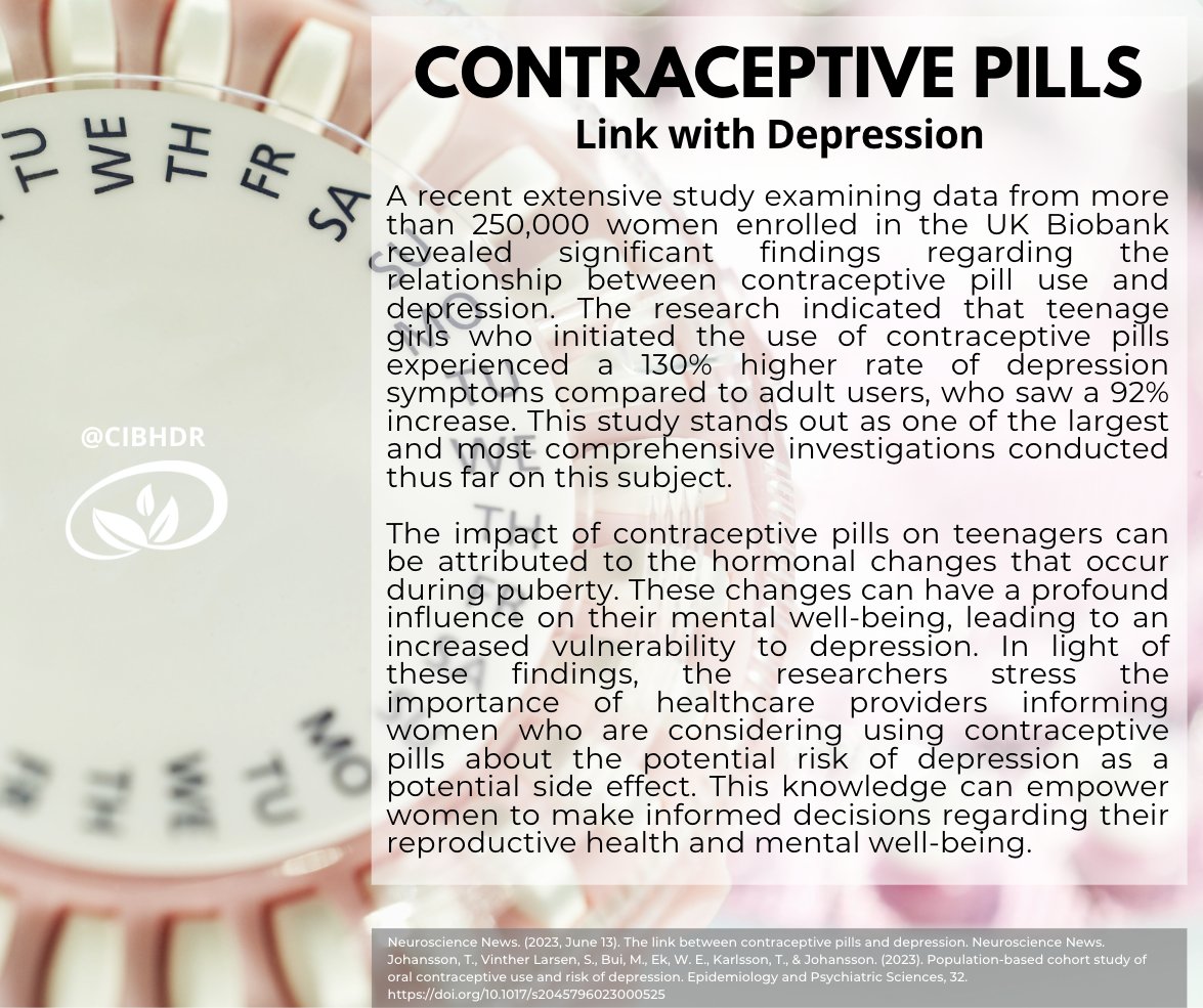 CIBHDr's tweet photo. New study analyzing 250K women reveals a concerning link between contraceptive pill use and depression symptoms. Teen users experience a 130% higher incidence, while adult users see a 92% increase
#ContraceptivePills #DepressionRisk #WomensHealth #PubertyEffects #InformedChoice https://t.co/BADsJrgN4z