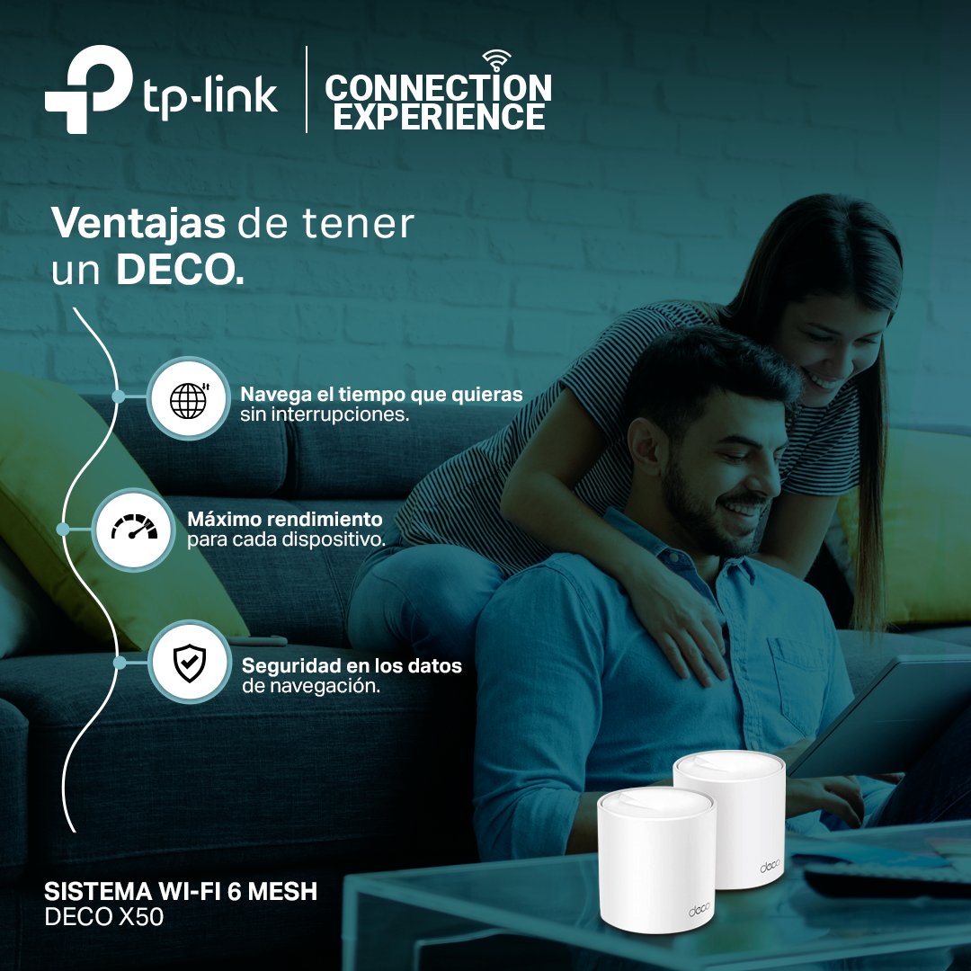 TPLinkMX's tweet photo. ¿Buscas ampliar tu red de manera efectiva?🌐🚀
El DECO X50 es la solución que necesitas, no solo podrás expandir tu red, sino que también podrás conectar múltiples dispositivos sin que la señal se debilite. 📶💻

➡ https://t.co/bdkGKpFgmG.

#Deco #ConnectionExperience #Mesh https://t.co/jC7pyGybvZ