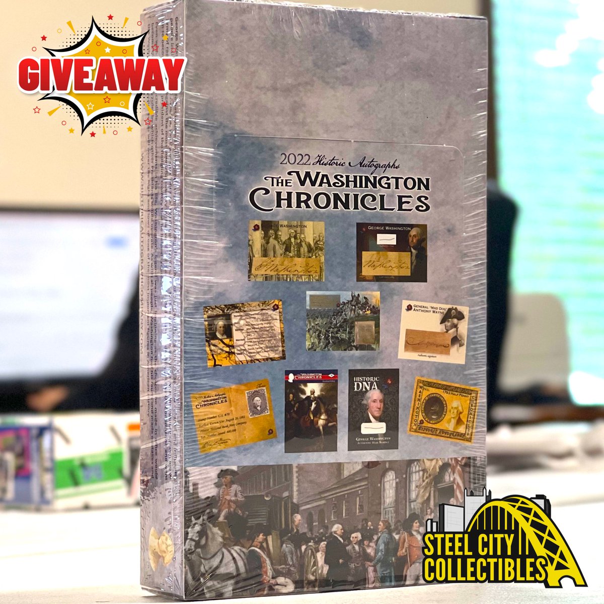 SCCTradingCards's tweet photo. Happy 4th! 🇺🇸

Want to win this 2022 Historic Autographs Washington Chronicles Hobby Box?

1) RETWEET &amp; LIKE
2) FOLLOW @SCCTradingCards
3) TAG 2 FRIENDS

Chase authentic signatures of George Washington plus other great relics from US History!

#TheHobby #4thofJuly #FourthofJuly https://t.co/e3asGVeb0R