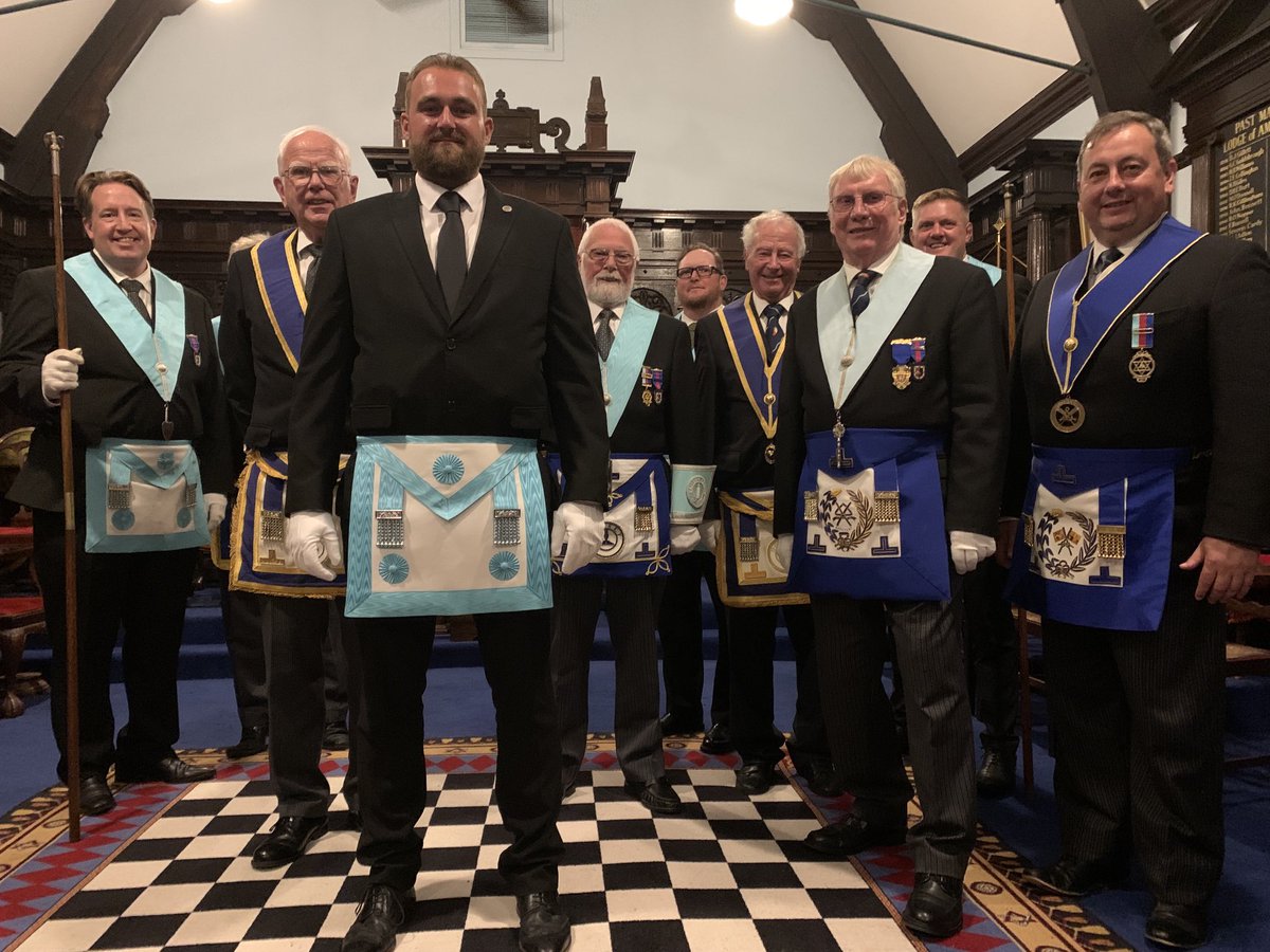 Our latest Master Mason, Bro Henry, (tonight) and the team that made him such.