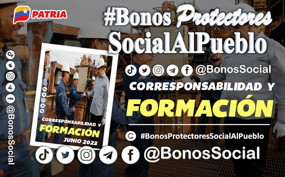 🚨 #ATENCIÓN: Hoy #30Jun de 2023, inicia la entrega del Bono #CorresponsabilidadYFormación (junio 2023) a través del Sistema <a href="/CarnetDLaPatria/">Carnet de la patria</a> enviado por nuestro Pdte.<a href="/NicolasMaduro/">Nicolás Maduro</a>
 
📌 Monto en Bs. 1.376,00 

<a href="/BonosSocial/">Bonos Protectores Social Al Pueblo</a> 
#ForoDeSãoPauloEsIntegración