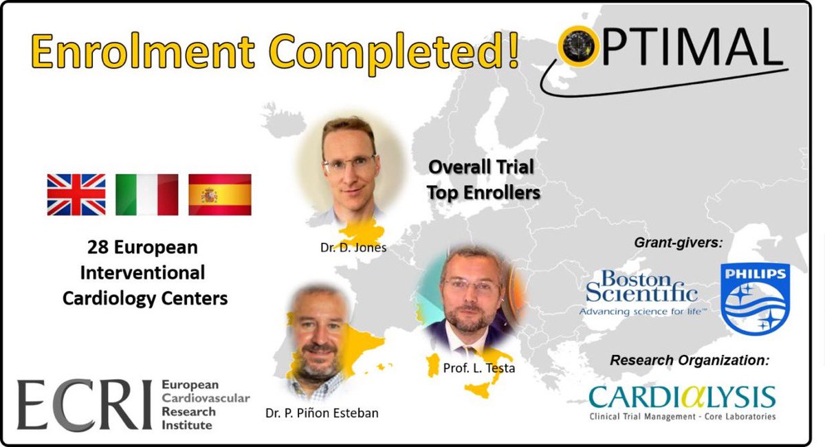 The OPTIMAL trial completed enrollment. The one and only left main RCT using IVUS-guidance. #smartpci #ivus #topscience