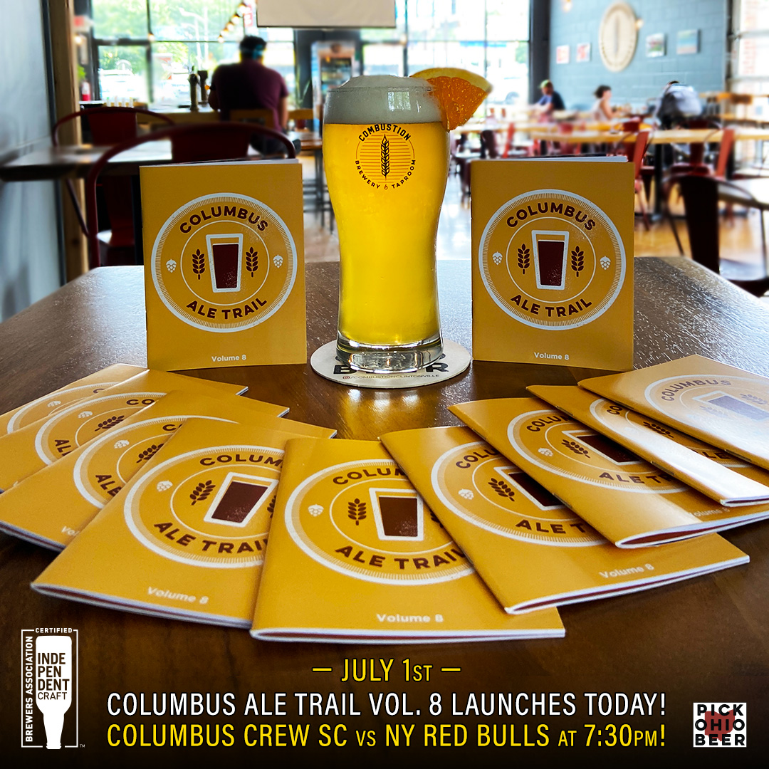 With a FRESH pint, get your stamp & enjoy the match! #PickOhioBeer #DrinkBeerMadeHere

📔 @CbusAleTrail Vol. 8 launches TODAY, SAT JULY 1st!
Vol. 8 books available @CombustionCV and @CombustionPT

👷‍♂️ Columbus Crew SC vs NY Red Bulls on the BIG screen at 7:30 pm, SAT JULY 1st!