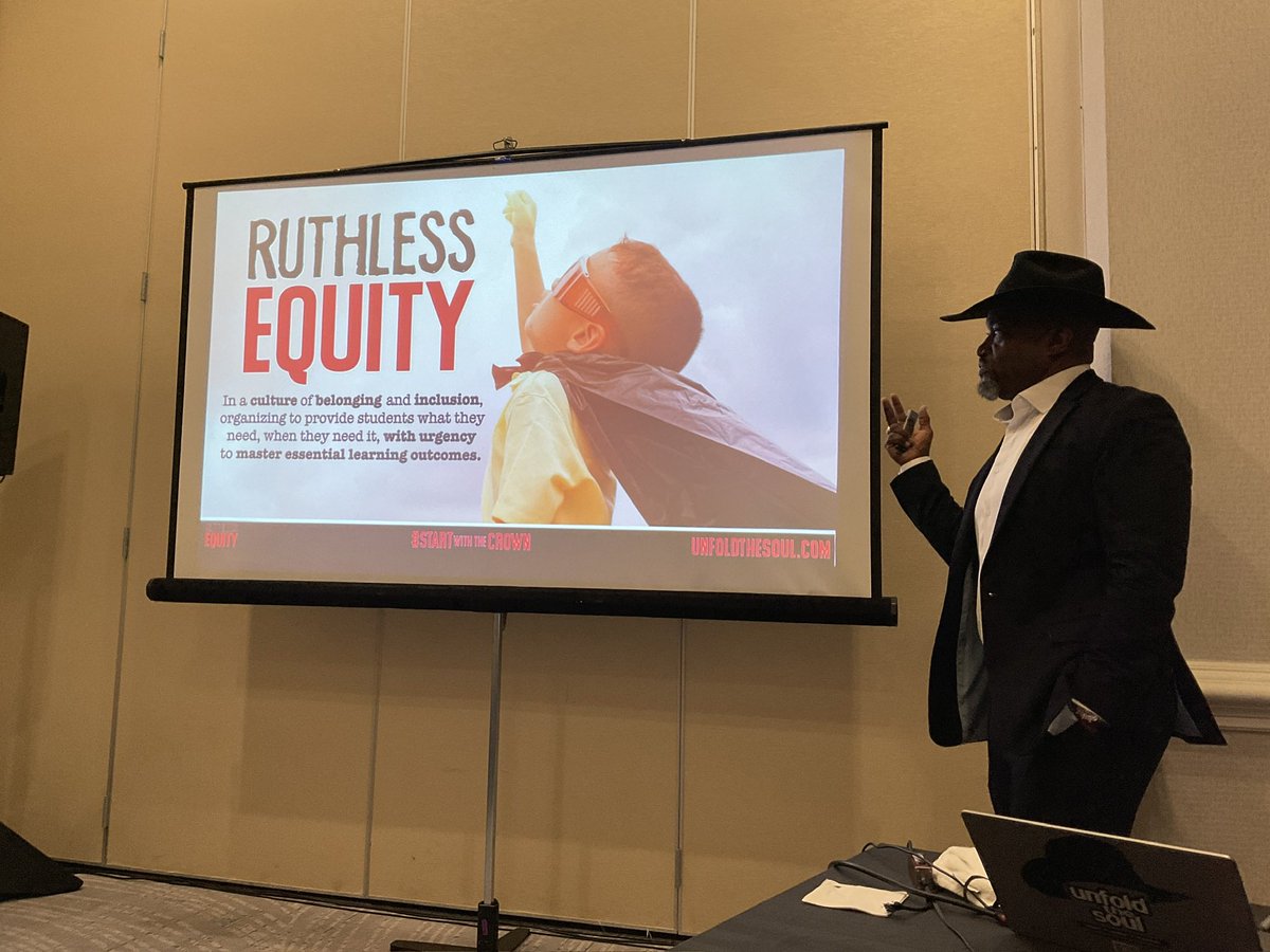 TalkMath2Me's tweet photo. Ken Williams @unfoldthesoul is closing our @RCOE Educational Services Summit. So excited to see this keynote. What a week of learning and connecting. #HumanizingEducation #iTeachMath #DefyTheData https://t.co/vWA4PL7dUZ