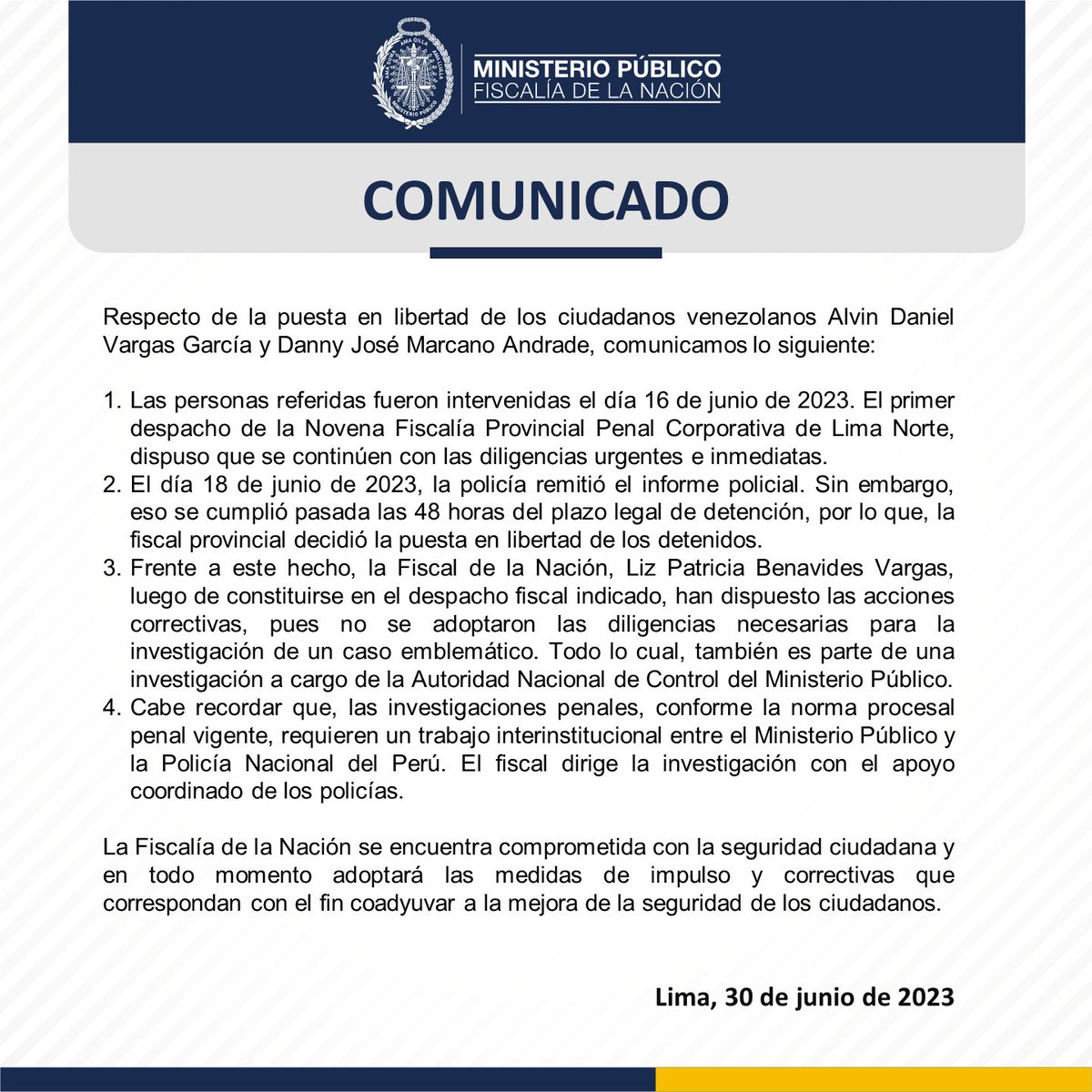 Ministerio Público tweet media