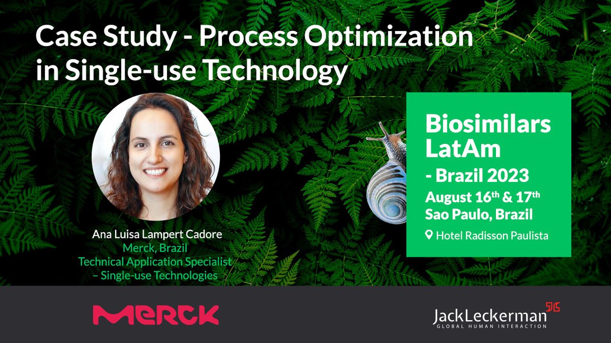 JackLeckerman's tweet image. Biosimilars LatAm - Brazil 2023 on Aug 16-17 in São Paulo, sponsored by @merckgroup .  Ana Cadore, Technical Application Specialist at @Merck , presents on &quot;Process Optimization in #SingleUseTechnology&quot; Register now! #BiosimilarsLatAm #Pharma #Innovation #Merck @henriquear40