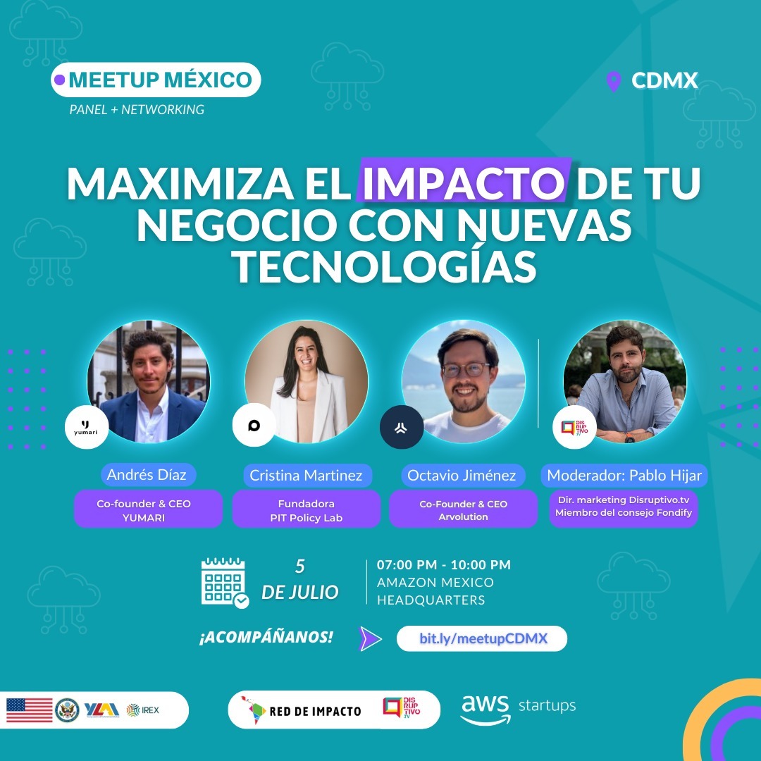 🚀 ¡Impacto y tecnología van de la mano!
Acompáñanos el 5 de julio en CDMX mientras exploramos cómo maximizar el impacto a través de la tecnología en nuestro próximo evento 🌟💡  Regístrate aquí: bit.ly/meetupCDMX   ✅