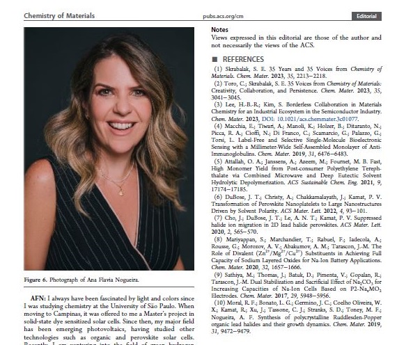 Cine Energy (@energycine) on Twitter photo CINE´s director Prof Ana Flavia Nogueira is one of the voices of researchers from around the world heard by <a href="/ChemMater/">Chemistry of Materials</a> in celebration of the journal's 35th anniversary.🙂 Read the short interview: pubs.acs.org/doi/10.1021/ac… CINE´s director Prof Ana Flavia Nogueira is one of the voices of researchers from around the world heard by <a href="/ChemMater/">Chemistry of Materials</a> in celebration of the journal's 35th anniversary.🙂 Read the short interview: pubs.acs.org/doi/10.1021/ac…