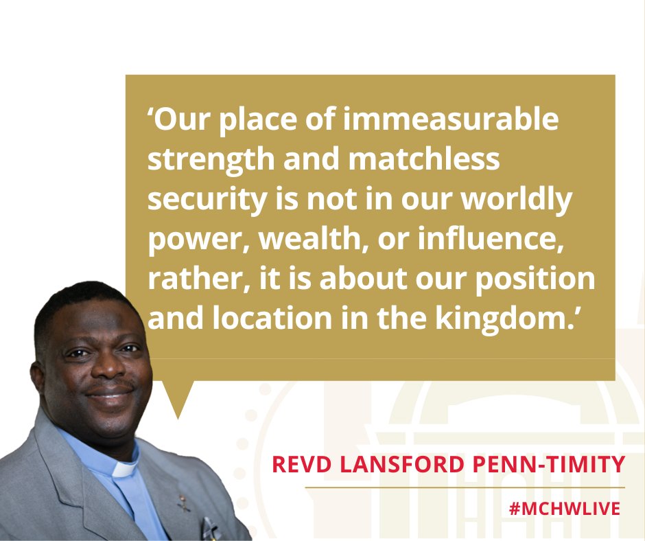 MethodistCentralHall (@mchw) on Twitter photo ‘Our place of immeasurable strength and matchless security is not in our worldly power, wealth, or influence,
rather, it is about our position and location in the kingdom.’
<a href="/RevLansford/">Revd Lansford Penn-Timity</a> #MCHWLIVE ‘Our place of immeasurable strength and matchless security is not in our worldly power, wealth, or influence,
rather, it is about our position and location in the kingdom.’
<a href="/RevLansford/">Revd Lansford Penn-Timity</a> #MCHWLIVE