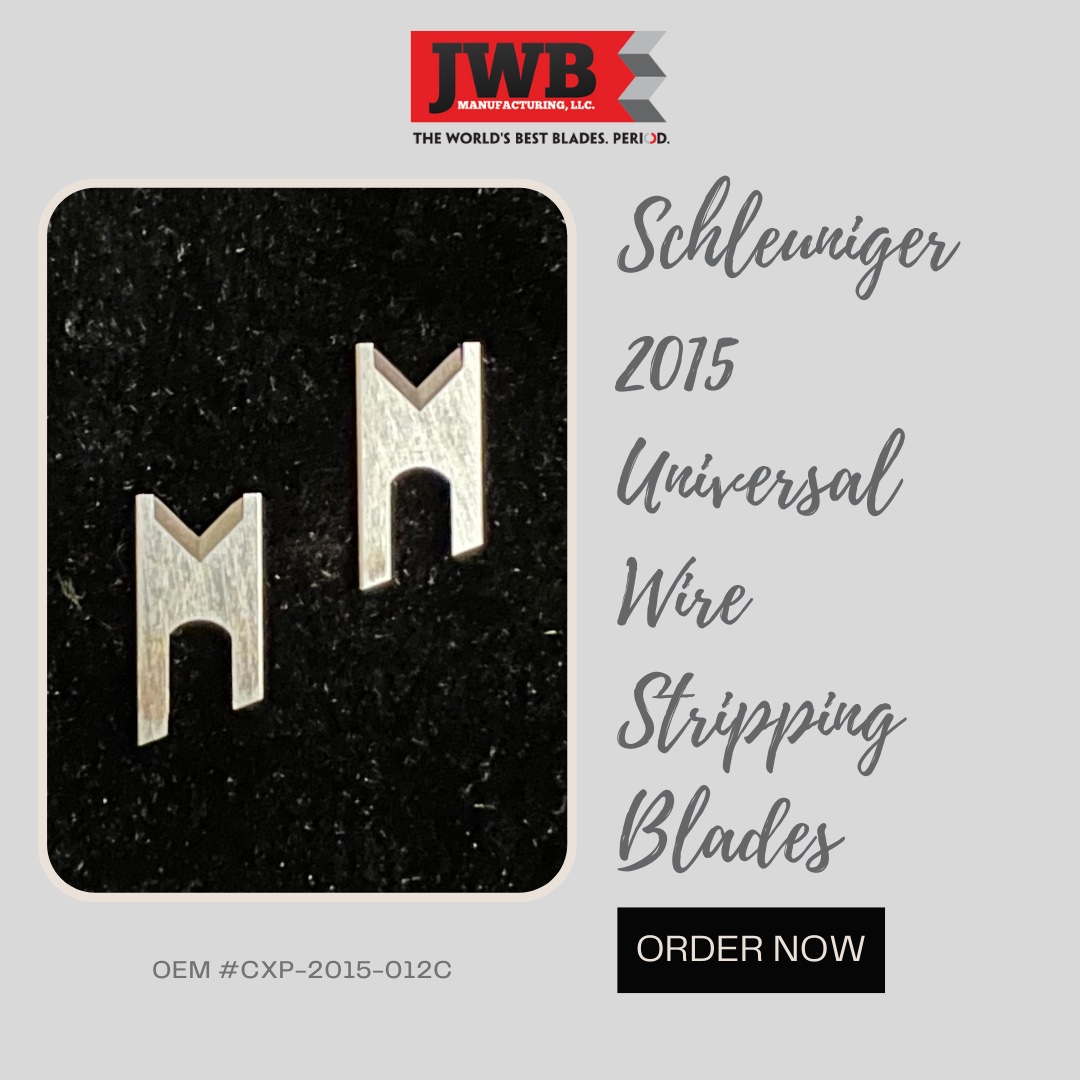 The Schleuniger 2015 Universal Wire Stripping Blades are made to precision standards from specially selected tool steel.
These blades are sold as a pair.  OEM #CXP-2015-012C, A4-0360

Purchase Link:
bit.ly/SCHJWB-2015