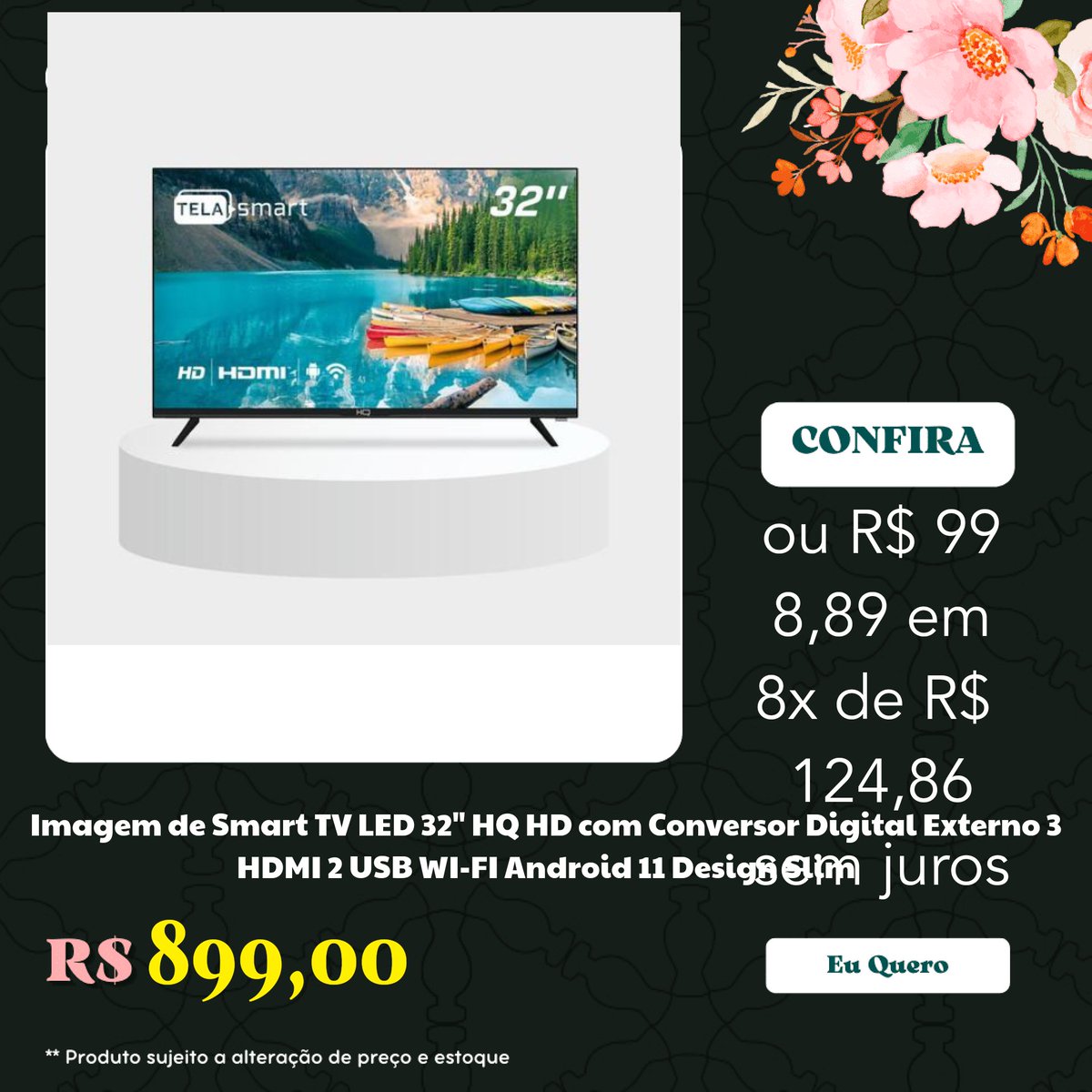 ilceia2's tweet image. Imagem de Smart TV LED 32" HQ HD com Conversor Digital Externo 3 HDMI 2 USB WI-FI Android
✅ POR: 899,00

OU EM  ou R$ 998,89 em 8x de R$ 124,86 sem juros

🔗 COMPRE AQUI: oferta.ink/XcMafpgQ
🚛 Frete grátis para diversas regiões
🔍 Consulte seu CEP
#ondecomprar #tvled #tv32