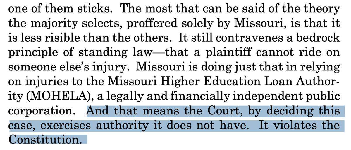 Notable that Kagan's dissent in the student debt case did not merely accuse the majority of misreading the Constitution. She wrote that the majority 'violates the Constitution.'

Justices often accuse other branches of violating the Constitution. Here, Kagan said, WE violated it.