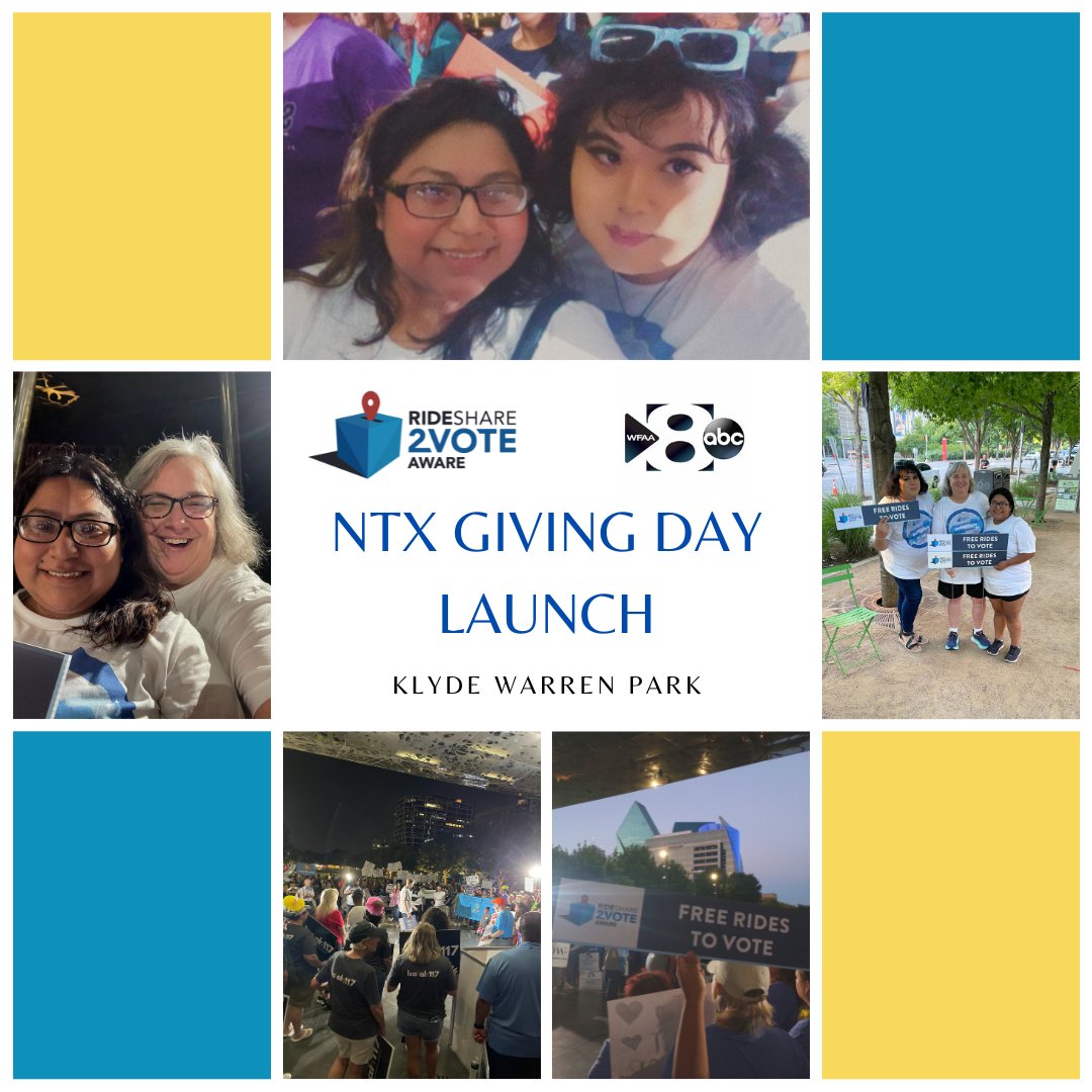 Team Rideshare2Vote Aware  at the Lauch of the NTX Giving Day Event at Klyde Warren Park. We are so excited to be a part of this! Save the Date 9-21-2023! Like, Comment and Share ! 
zurl.co/GDLk 
#NTXGivingDay #vote #DFW 
@WFAA