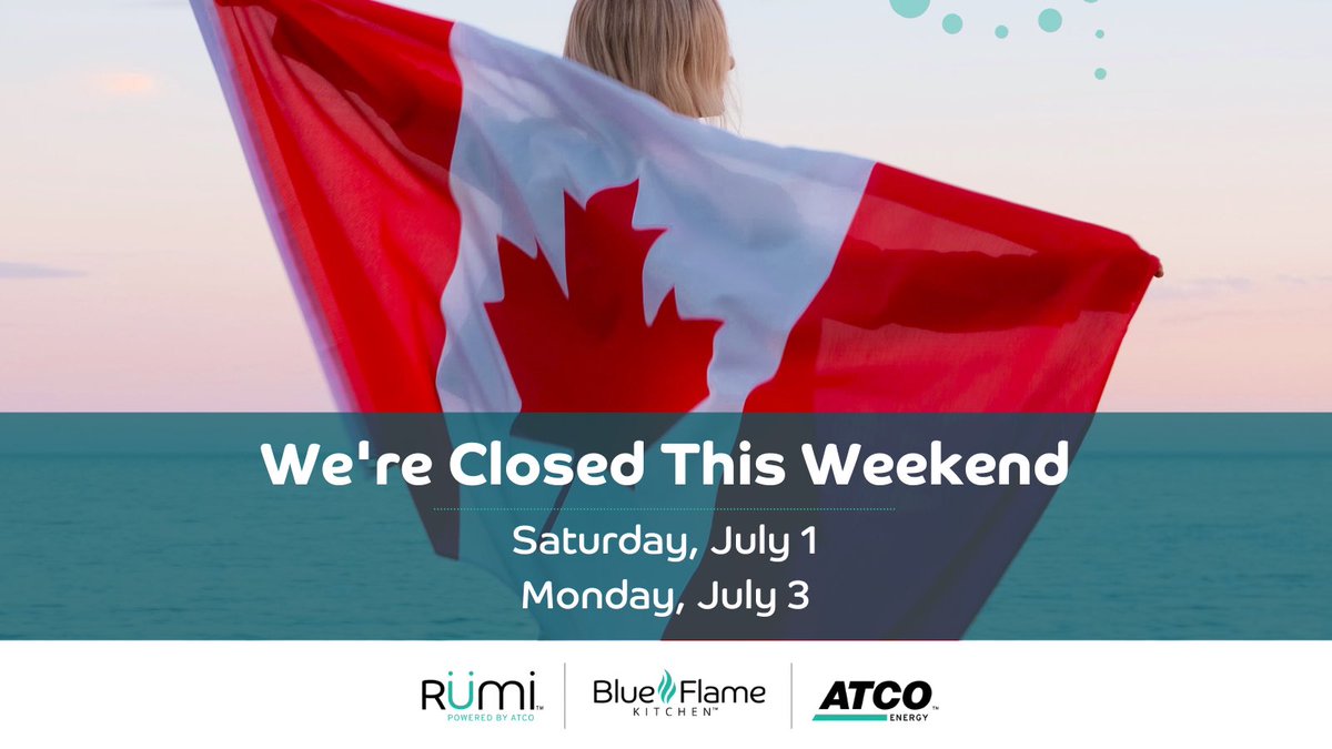 ATCO Energy (@atcoenergy) on Twitter photo Canada Day Closures!🍁
We’d like to wish our customers a safe and happy long-weekend! We’ll return to regular business hours Tuesday, July 4 at 8am to support your energy inquiries.
☎1-844-687-2826
📧customercare@ATCOenergy.com Canada Day Closures!🍁
We’d like to wish our customers a safe and happy long-weekend! We’ll return to regular business hours Tuesday, July 4 at 8am to support your energy inquiries.
☎1-844-687-2826
📧customercare@ATCOenergy.com