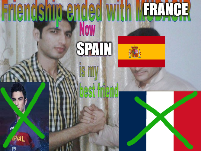 an hour ago I was an avid france enjoyer, now I can really see myself retiring in the beautiful streets of madrid

pls pls pls pls pls for the love of all that is holy, you need to win vs. uk