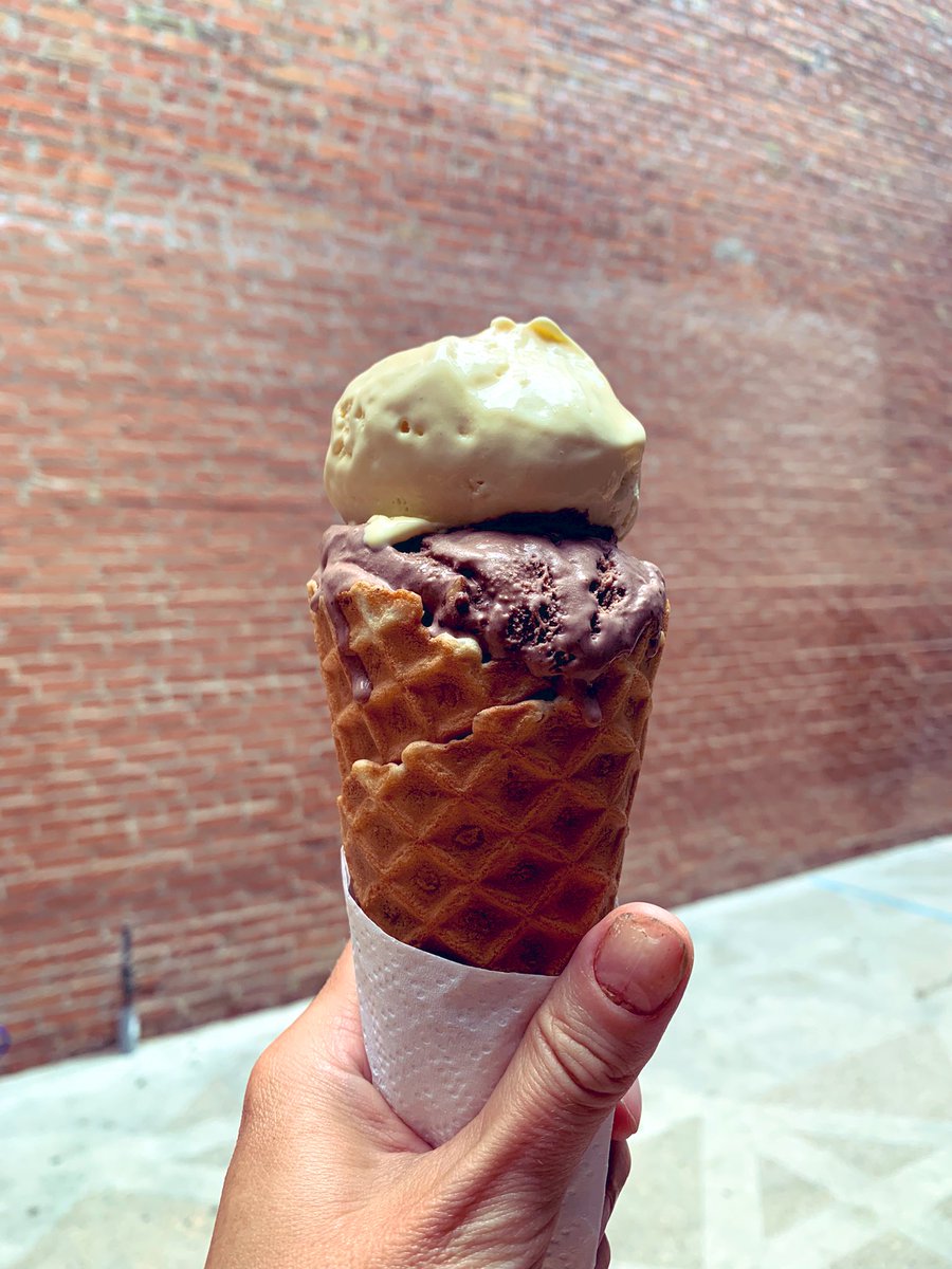 Summer of Scoops is going very well, thanks!

Passion fruit basil and malted chocolate honeycomb at Made by Marcus in Edmonton. Both stellar. #SummerOfScoops