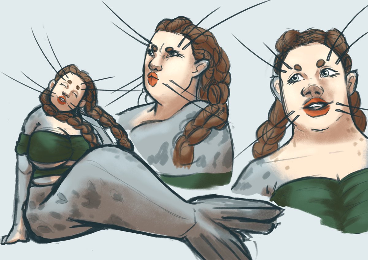 I made a chunky mermaid character as aa break from the two comics I’m working on but now i want to make a comic with her in it 🙈