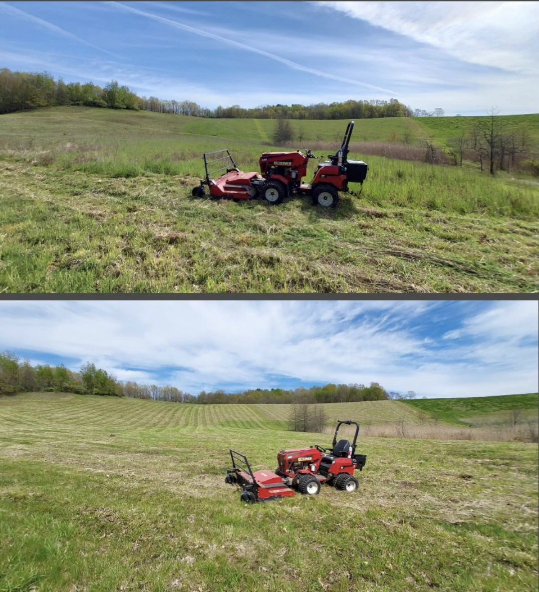 SteinerTurf's tweet photo. Check out this before and after side by side of 6 acres courtesy of our friend, MH Property Maintenance. #SteinerTurf #Steiner450 #SteinerTractor https://t.co/KDSEBjHGlF