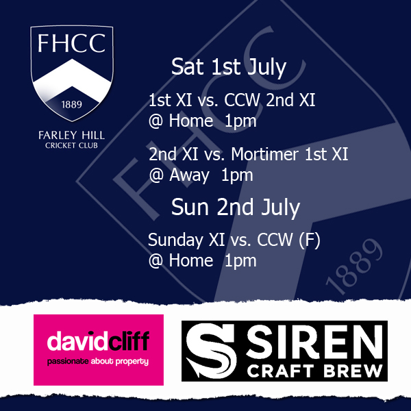 This weekend's fixtures.  With good availability this week Farley are putting out strong sides to compete this weekend.  Best of luck to all players!  Up the Farley!  #villagecricket <a href="/CrowsCricket/">Crowthorne and Crown Wood CC</a> <a href="/MortimerCC/">Mortimer</a>