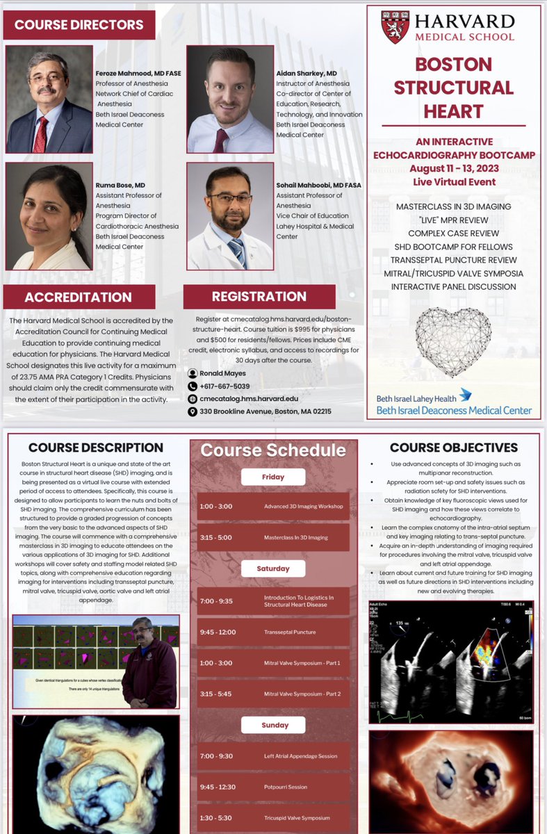 BostonHeart2023's tweet photo. Spots are filling up fast for the inaugural @HarvardMed CME course taught by experts in the field of structural heart disease!

Sign up before registration closes at: https://t.co/lVJmk1iJIs

@fmahmood543 https://t.co/7GQeGzjGqq