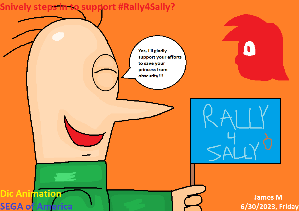 jamesm2022's tweet photo. FOR #Rally4Sally, Sally looks upon a star in the night sky, hoping for a future in the Sonic world. And meanwhile, Snively steps in to offer his support to the cause for... reasons.
#Sonic4Ever #SaveSally #SaveTheFreedomFighters #SaveSnively #MakeSallyCanon https://t.co/OP3zXkiUX5