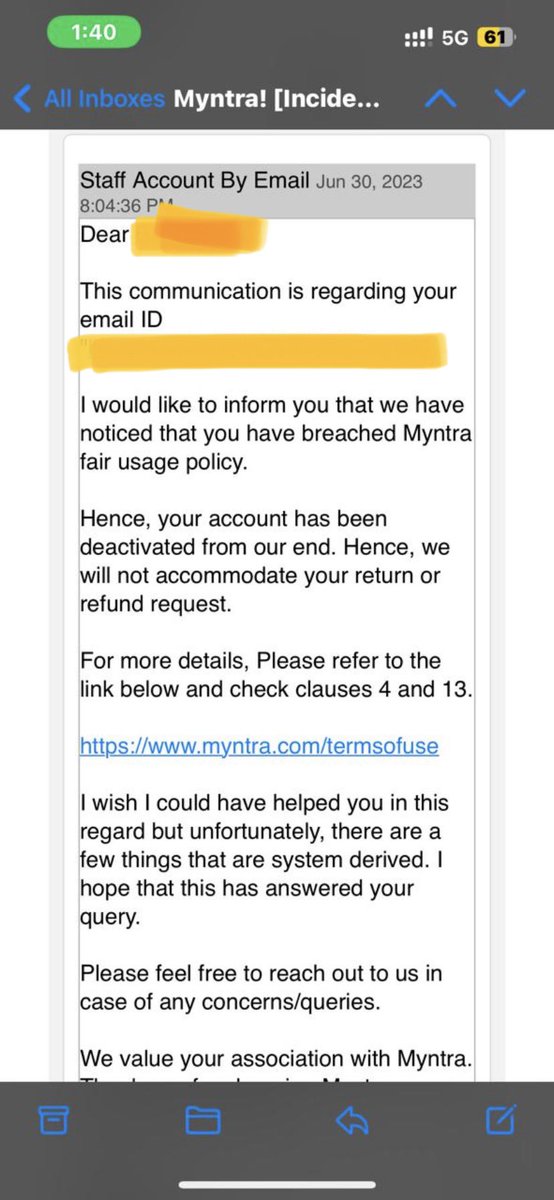 kanishkaka2728's tweet photo. @myntra @MyntraSupport This is what you meant when you said you are resolving our issue? By blocking our account and saying you’ll not help @BandBajaateRaho @jagograhakjago https://t.co/Xg8DAsa5mH