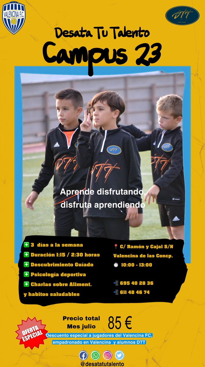 ‼️OFERTA ESPECIAL ‼️
- Jugadores del VALENCINA FC
- Empadronados en Valencina
- Jugadores de DTT