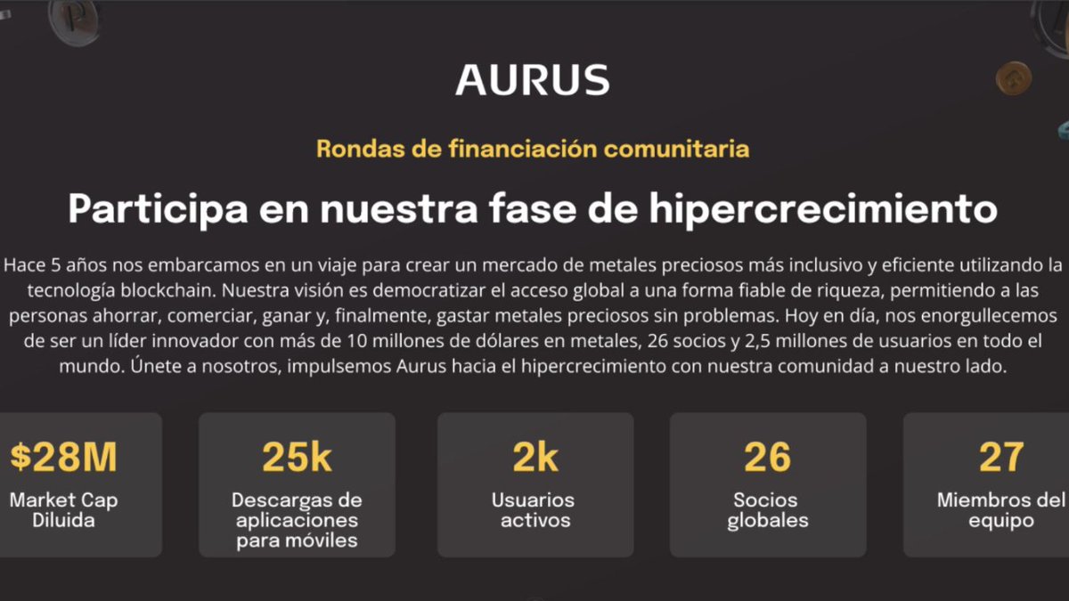 AurusEspanol's tweet photo. 📣 ¡Llamando a todos los entusiastas de los #MetalesPreciosos! ⚖️ Nuestra fase exclusiva #AurusHypergrowth se está vendiendo más rápido de lo que esperábamos. Estamos en una misión para redefinir el mercado de metales preciosos, ¡Ya nuestros early adopters están encantados!
🧵1/5 https://t.co/M5uozjWC8y