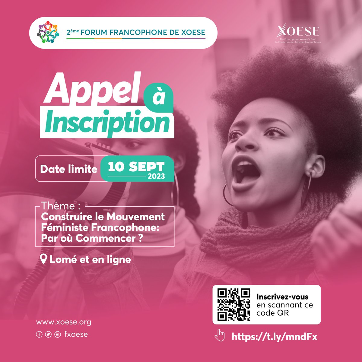 📢Appel à inscription ! 

Le Forum Francophone 2023 arrive sur le thème Construire le Mouvement Féministe Francophone : Par où Commencer? ». 

➡️Inscrivez-vous !!!
📆Date limite 10 sept 2023
xoese.org/evenements/for…