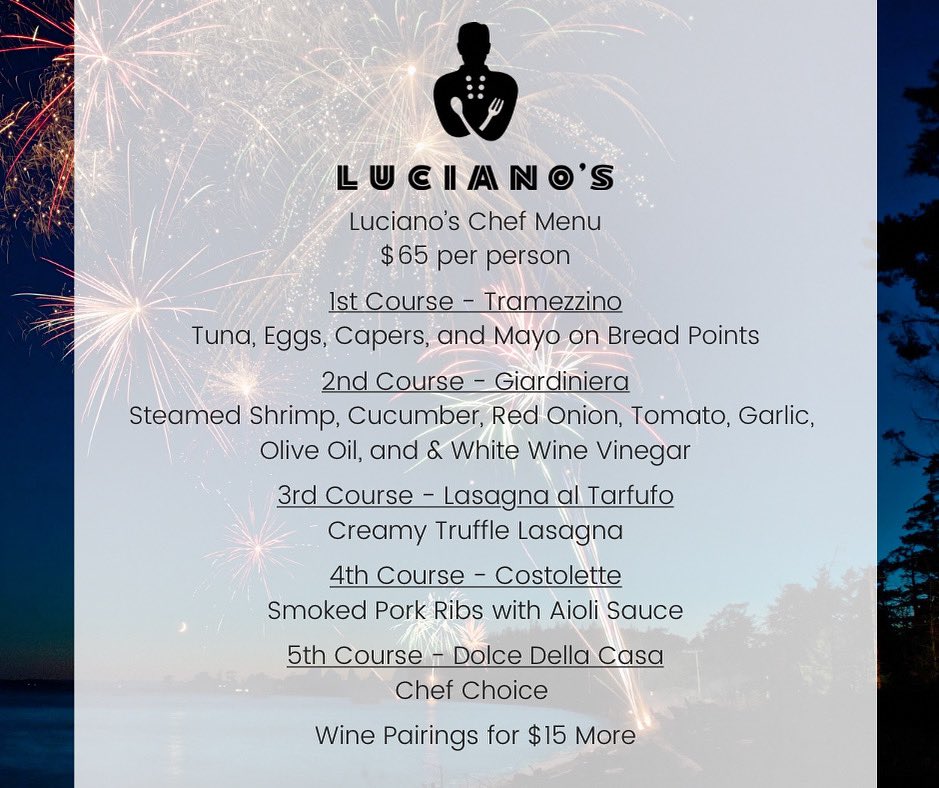 Chef Menu for this weekend.  Call 316-777-0045 to make a reservation. ⭐️🍷
