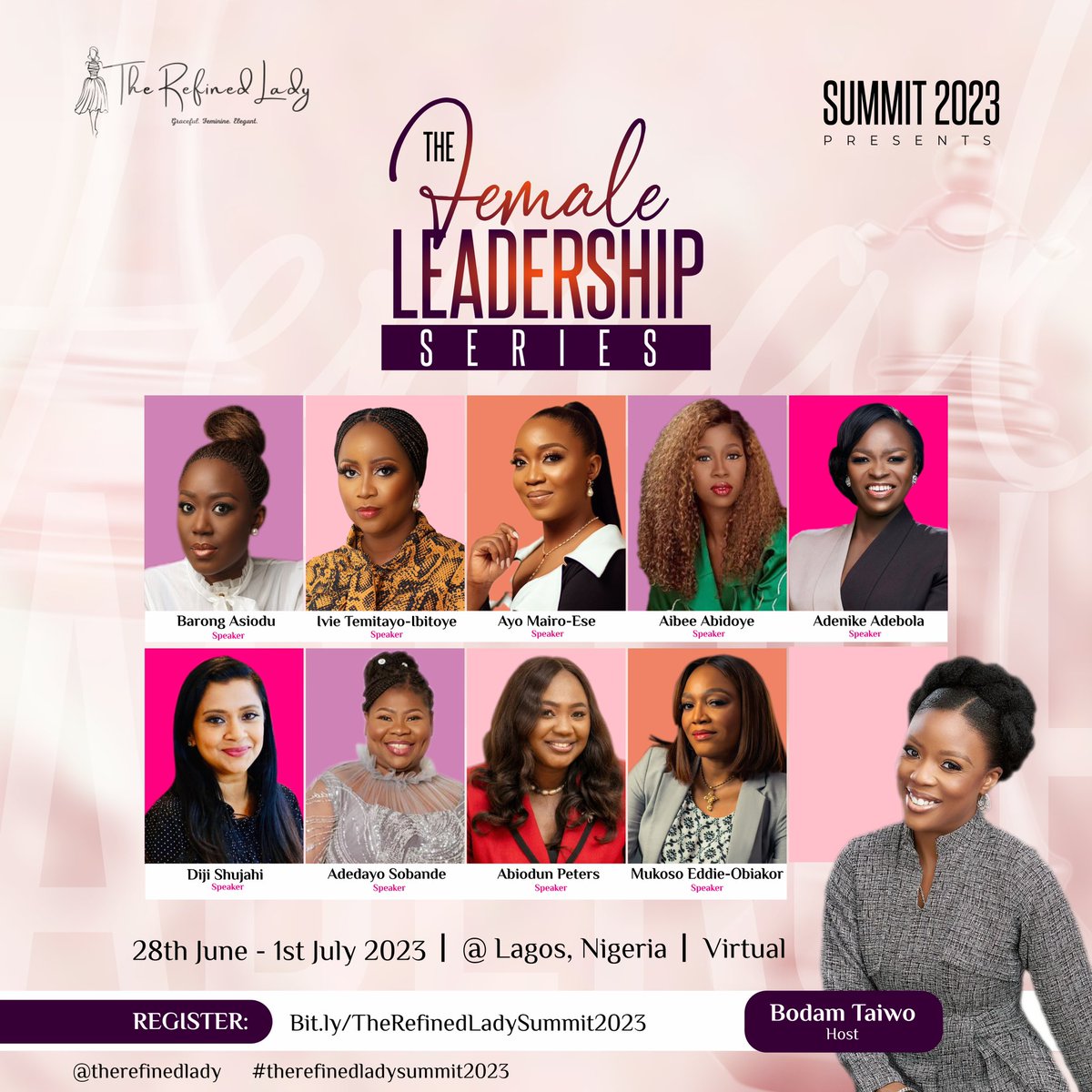 ayomairoese's tweet photo. I’ll be speaking at The Refined Lady Summit - The Female Leadership Series. 

Join us tomorrow - 11am at Glitz Events Centre in Oniru. 

The line up is phenomenal. Promises to be a inspiring, enlightening and mind-shifting 🔥 🔥 https://t.co/ystS9winOg