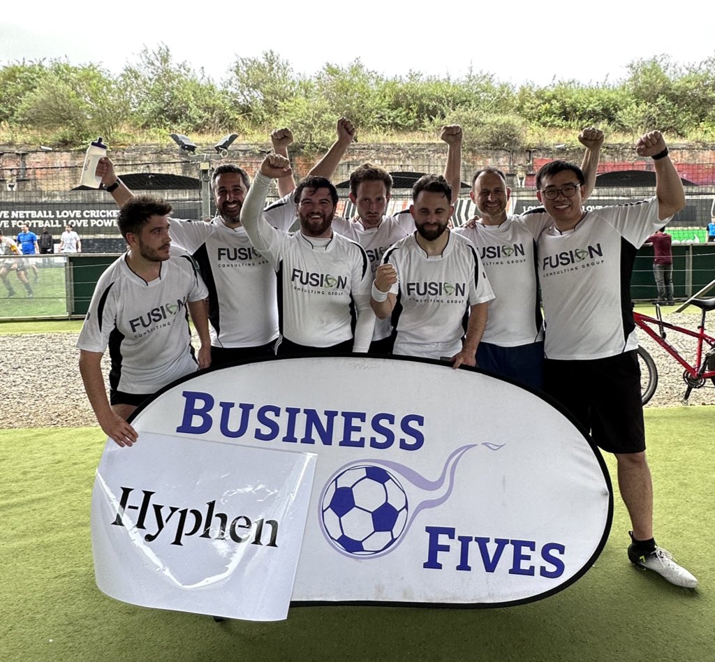 BusinessFives's tweet image. A big welcome to @fusionconsultuk 
who are back for our #London event today playing in support of @CampSimchaUK ⚽️