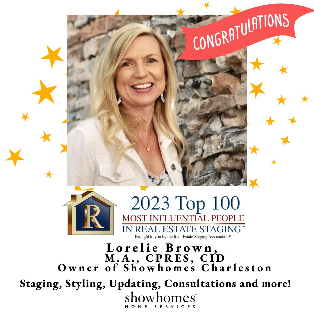 I am thrilled to share that I have won 2023 Most Influential People In Real Estate Staging!  
thank you for your support! 
#charlestonrealestate #charlestonrealestateagent #homestagingworks #chsrealtors #resahq