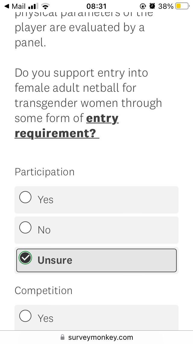 EastonCowfolk's tweet photo. This question specifically creates total confusion. People might want to be inclusive and say yes to this question - but what they’re actually saying is yes to gender policing and intrusive medical examinations. This harms all women. 

🧵2/5 https://t.co/oWZzEkuVTV