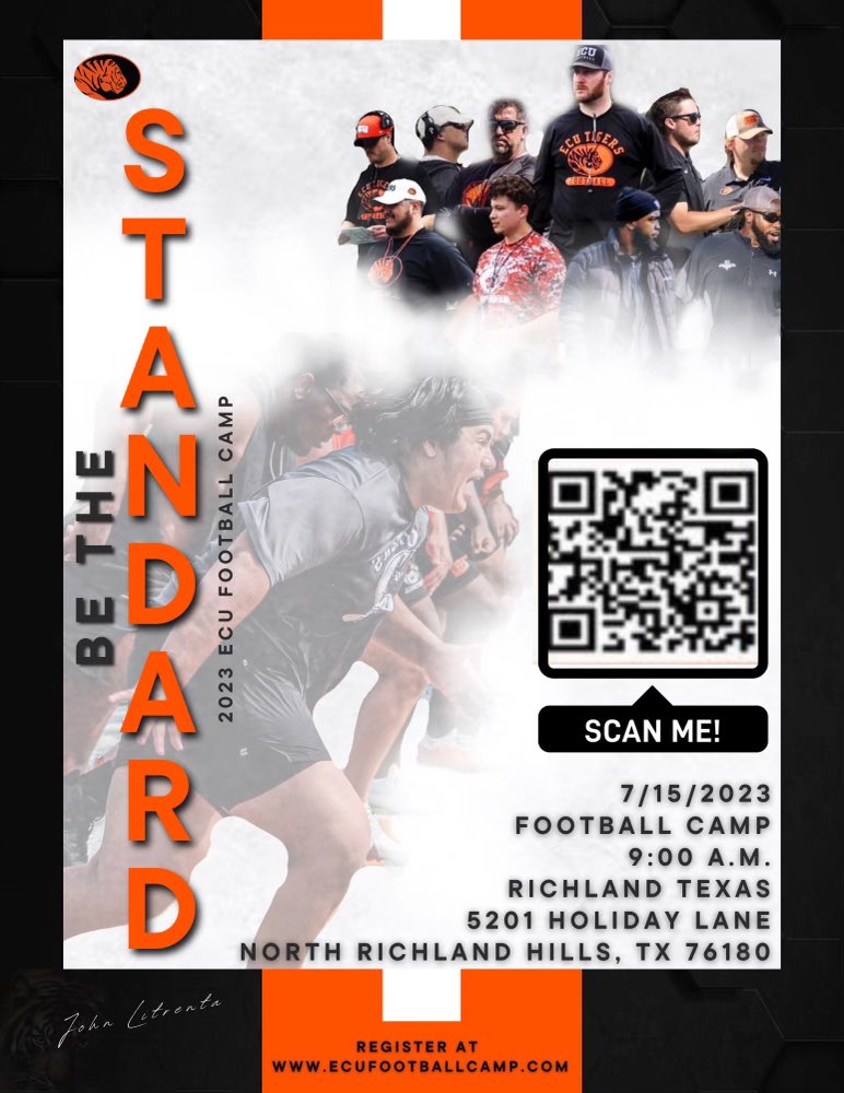 <a href="/ECUTigersFB/">ECU Tigers Football</a> is heading back to DFW in two weeks!!! 

Excited to be at Richland High School on JULY 15TH!!

If you missed us last week, this is your opportunity. 

📲 ecufootballcamp.com