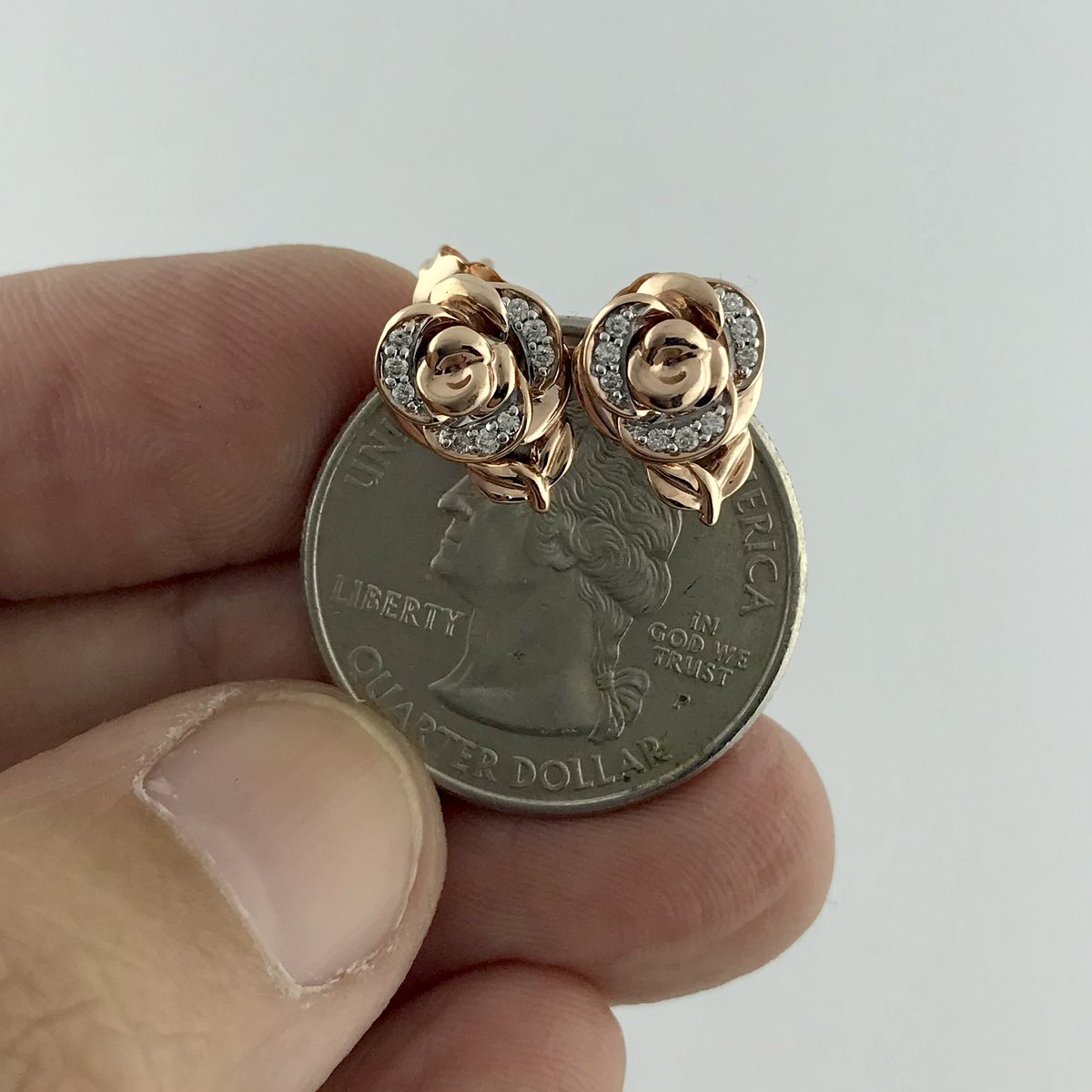 Available now! Disney Belle inspired 10k rose gold and diamond earrings! Features 18 diamonds for .10ctw! Why buy these at Zales for $675 when you can get them from us for only $299.99?!? #pawnshop #oakland #bestcollateral #gold #rosegold #diamonds #disney #belle #disneyjewelry