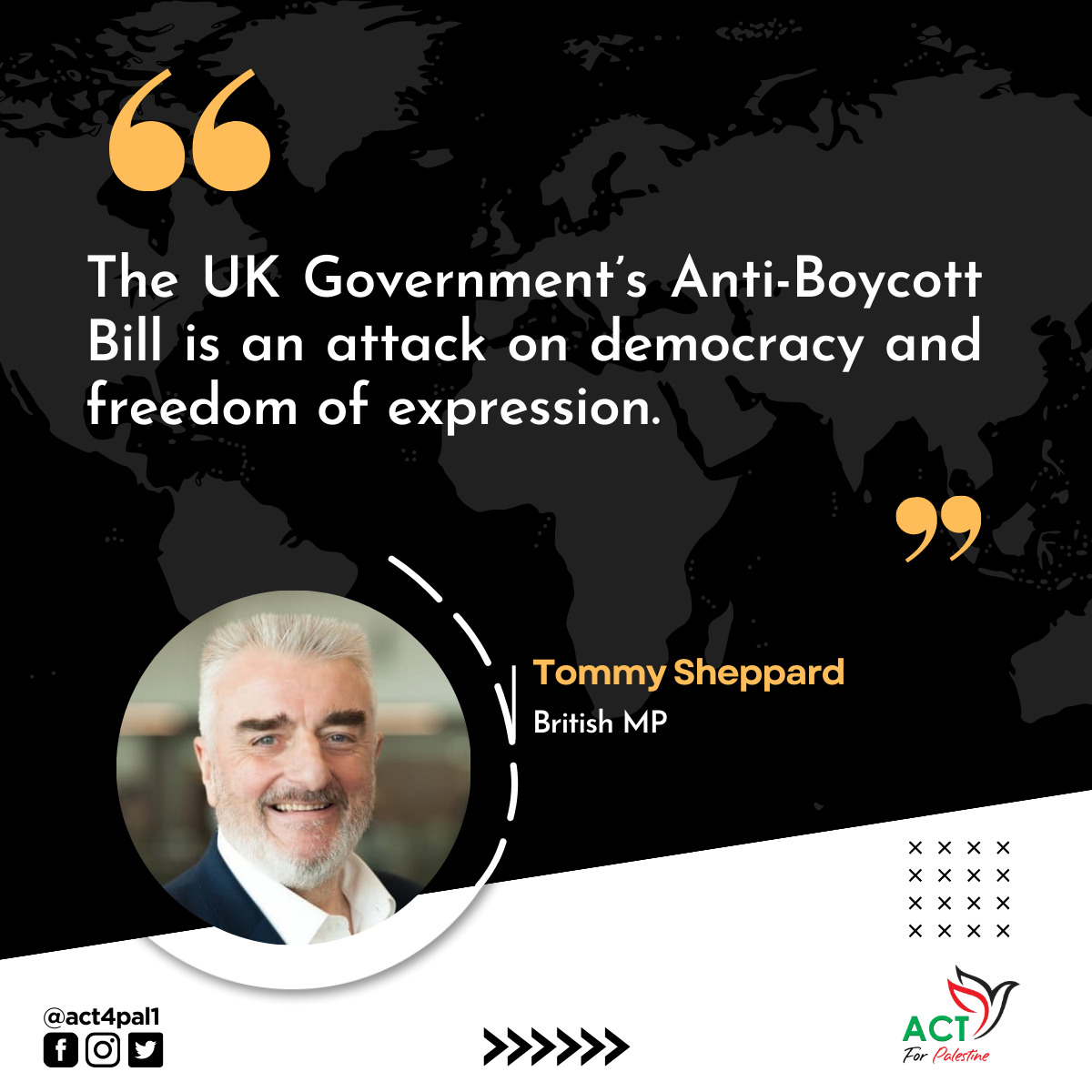 'The #UK Government’s #AntiBoycottBill is an attack on #democracy and #FreedomofExpression.' 

@TommySheppard, #British MP
#IsraeliCrimes