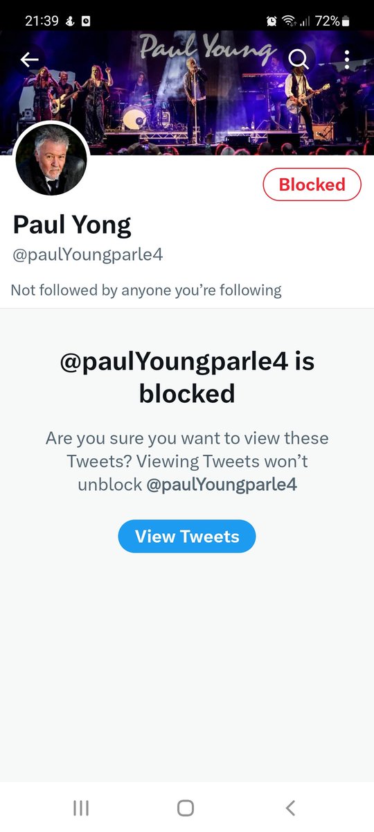 Reported and blocked. Another <a href="/PaulYoungParlez/">Paul Young</a> wannabe bites the dust. Hope you're still enjoying la bella Italia, PY 🇮🇹