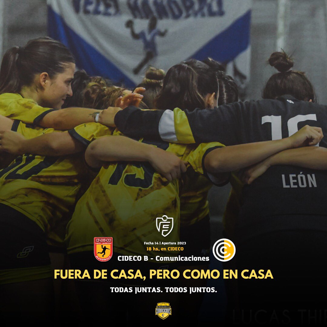 comu_handball's tweet photo. 💛 𝐅𝐔𝐄𝐑𝐀 𝐃𝐄 𝐂𝐀𝐒𝐀, 𝐏𝐄𝐑𝐎 𝐂𝐎𝐌𝐎 𝐄𝐍 𝐂𝐀𝐒𝐀

💯 Todas juntas. Todos juntos. Serán más que 16 jugadoras en planilla. 

⚔️ CIDECO B - Comu
📆 Sábado 1 de julio | 18 hs
🏟️ @HandballCideco

🏆 Las pibas van por el título.

🌓 #OrgullosxsDePertenecer 
🌟 #TenemosCLUB https://t.co/izSbbMDymR