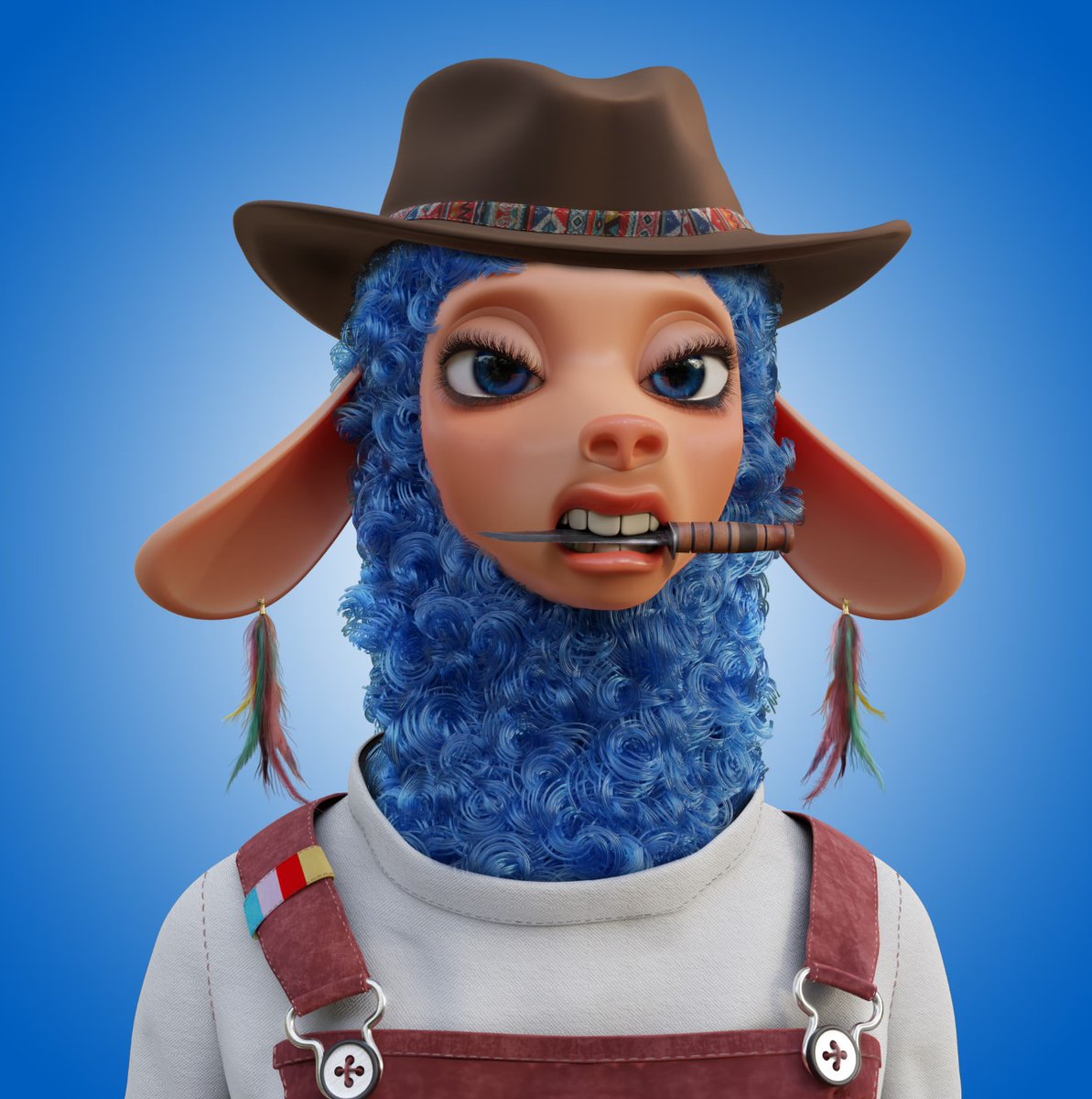 MaeleSander's tweet photo. Amidst the arid plains, Llucy from @LaidBackLlamas, a fierce cowgirl stands tall. Her locks frame an independent face. Carrying a glowing knife whispering tales of adventures, she carfs her path, leaving a legacy as unshakable as her spirit.

#LBL #Laidbackllamas #ladyllamas #ALL https://t.co/V0MIcnBP2b