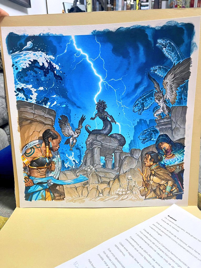 vazkez_javi's tweet photo. Nuestro primer regalo de boda @unapartida1.. impresionante original de Vincent Dutrait hecho al óleo. Un espectaculo. Y la dedicatoria nos la guardamos para nosotros. Gracias por esta joya @David_Esbri @xavigarriga @ElClubDante2 @BenjaAmorin @dojuegos #Litus nos habéis emocionado https://t.co/wX8T8BzHK9