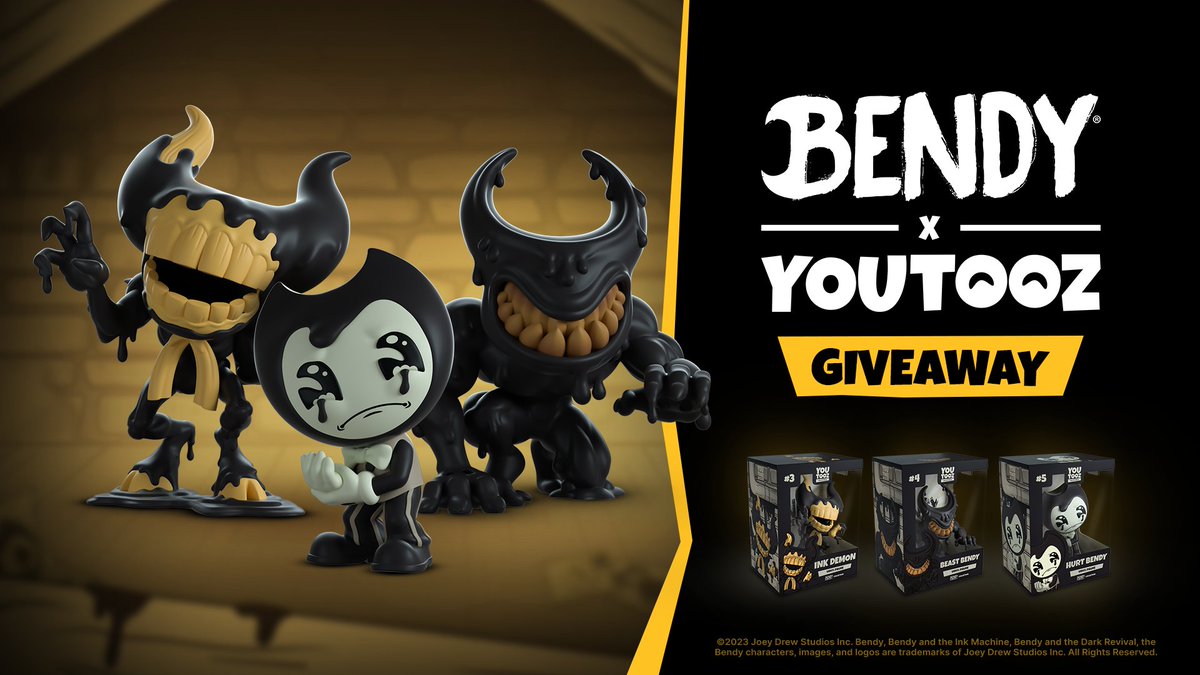 #bendy giveaway! 🔁 for beast bendy ❤️ for hurt bendy ✍️ comment #BENDY for the ink demon 5 winners for each announced tuesday ✒️