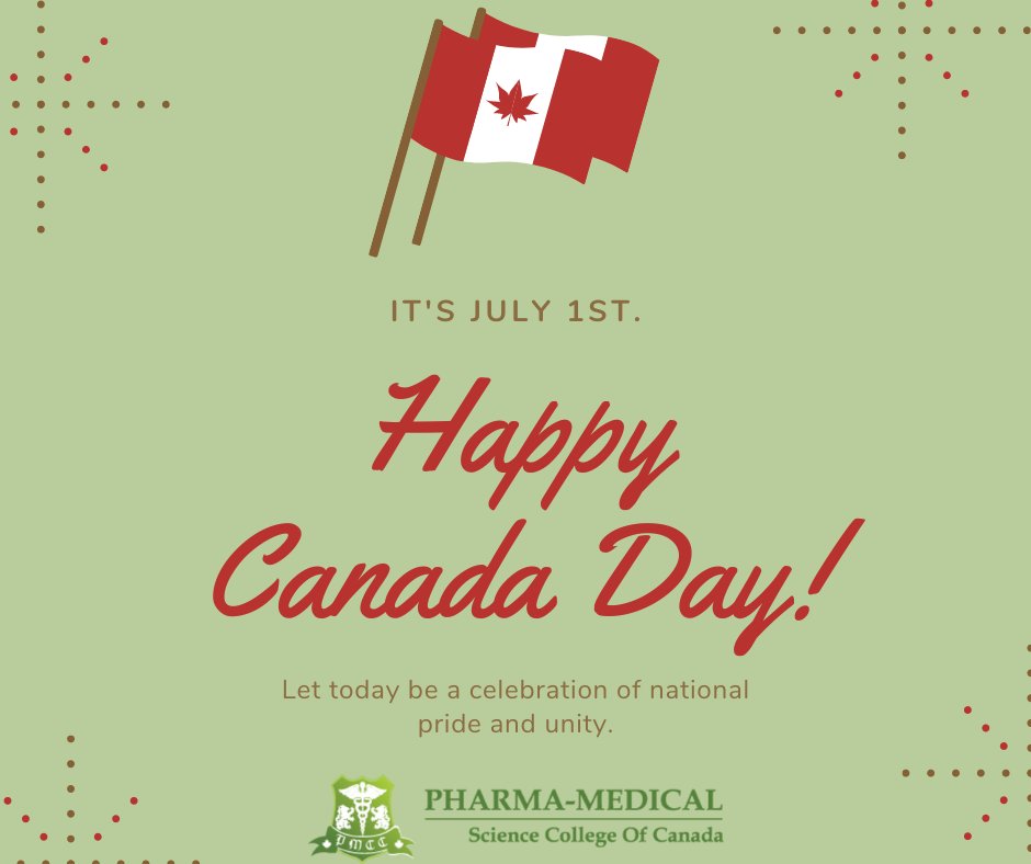 Wishing you and your family a very Happy Canada Day as our country adds another beautiful year to its age #science #healthcare #ontario #pharmamedicalsciencecollege #pmscc #healthcareschool #medicalschool #pharmacollege #medicalcourse #canada #canadacourses #canadacollege