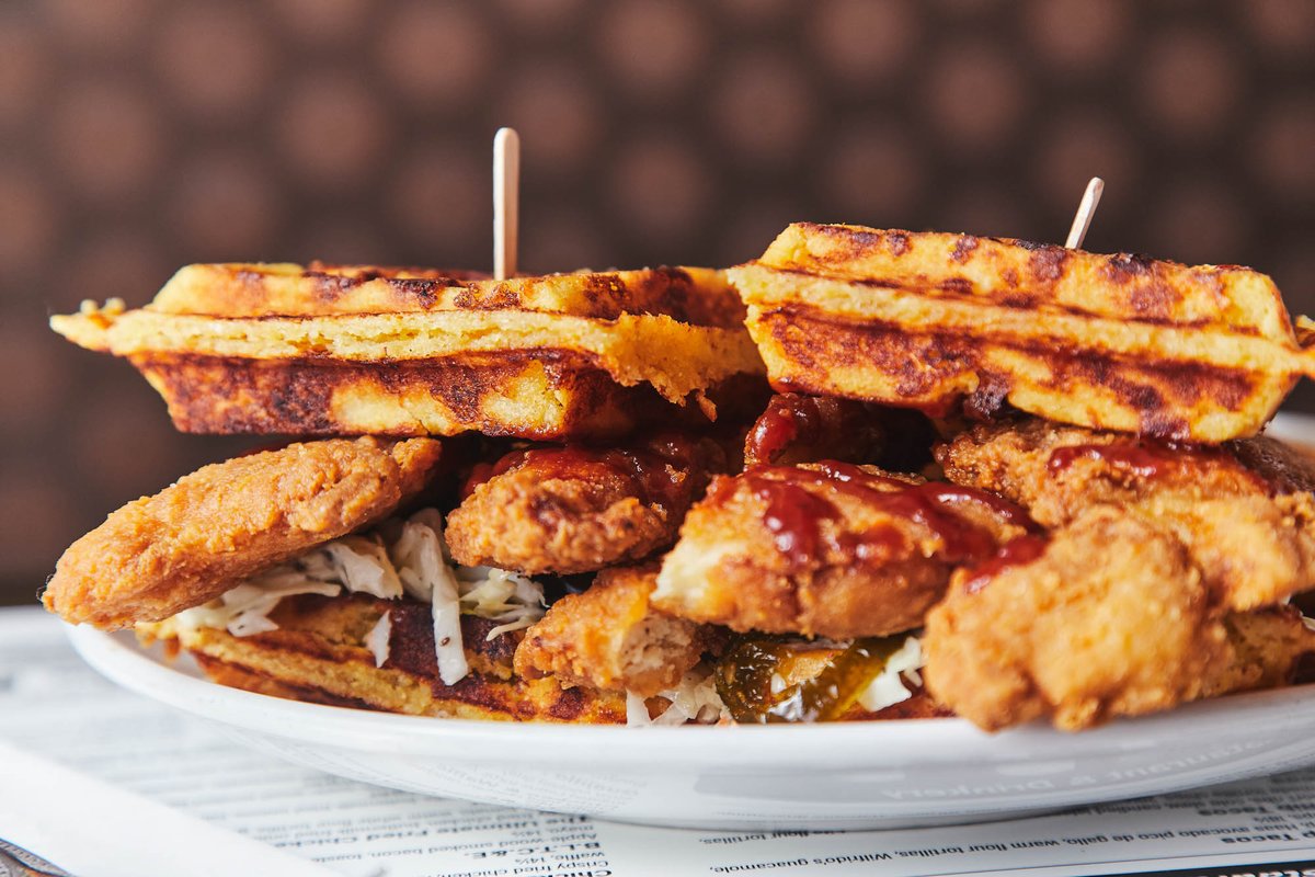 TJsBeer's tweet image. Made with love, try our Chicken &amp;amp; Waffle Sandwich